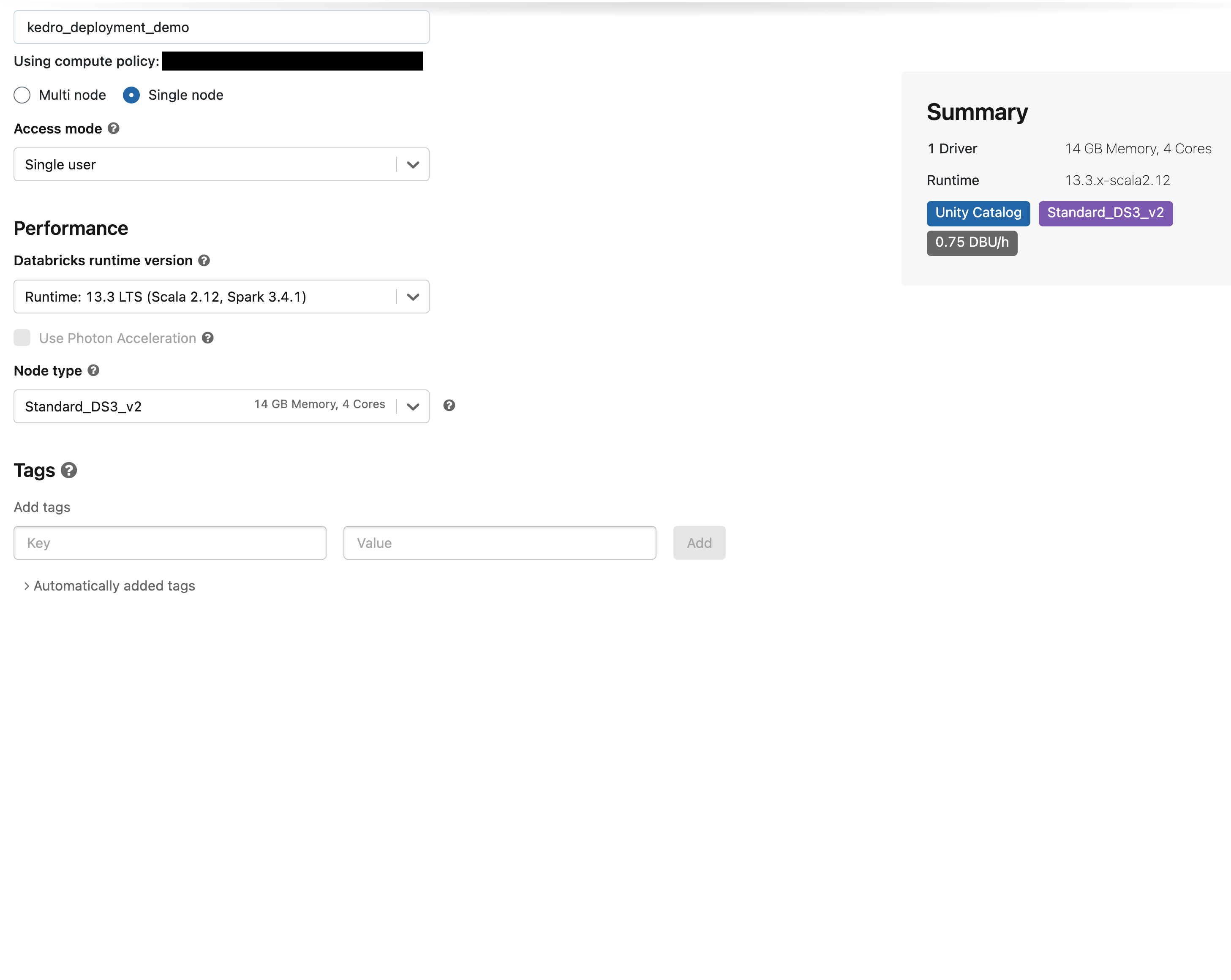Configure Databricks job cluster
